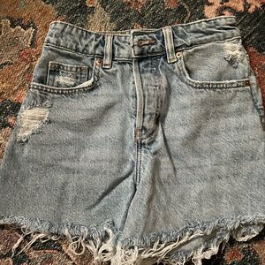H&M Blue Denim Button-Fly Shorts